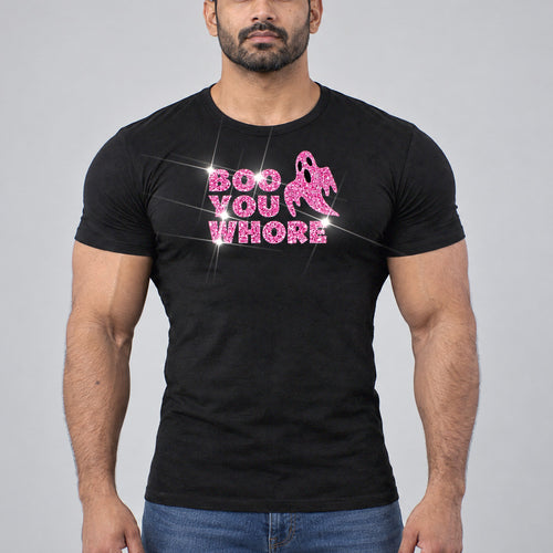 Model wearing the Boo, You Whore