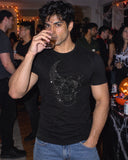 Skull shirt at a party