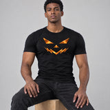 Model wearing the Jack O Lantern shirt