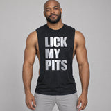 Model wearing the Lick My Pits shirt