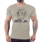 T-shirt with sparkling rhinestone portrait inspired by Madonna, Queen of Pop LGBTQ fashion by Rico Starr