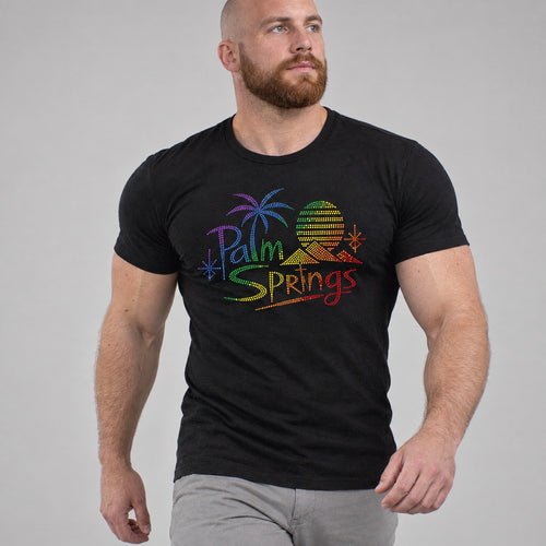 Model wearing the Palm Springs Pride shirt