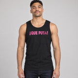 Model wearing the Que Puta shirt