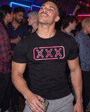 Rated XXX shirt at a party
