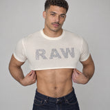 Model wearing the Raw shirt