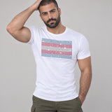 Model wearing the Trans Pride shirt