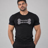 Model wearing the Woof shirt