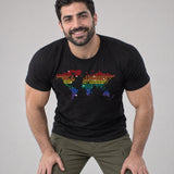 Model wearing the World Pride shirt